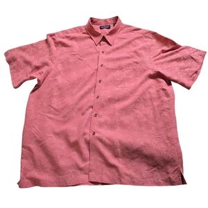 RoundTree & Yorke Hawaiian Shirt XXL Red Button Up Short Sleeve Floral Rayon